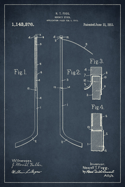 Hockey Stick Patent Art Print