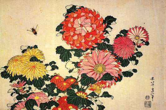 Chrysanthemum And Bee by Katsushika Hokusai, art print