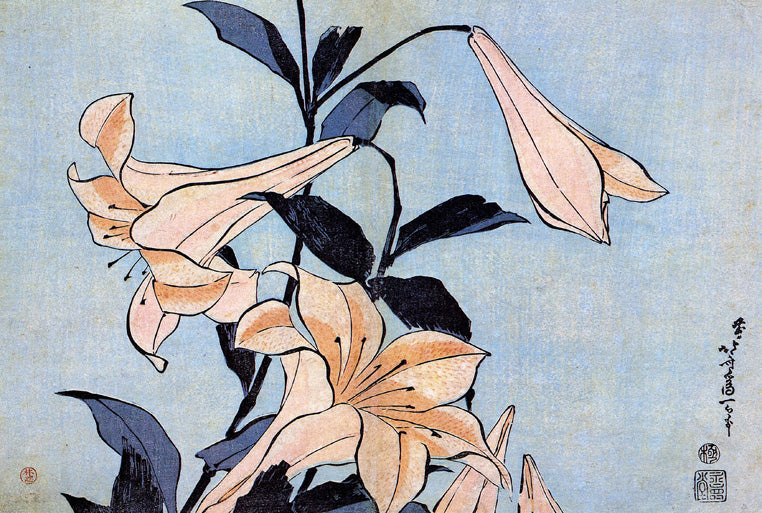 Lilies by Katsushika Hokusai, art print