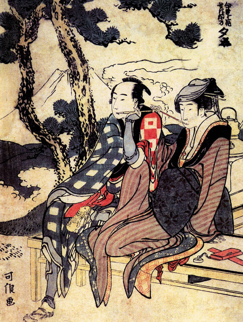 Traveling Couple by Katsushika Hokusai, art print