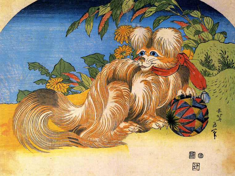 Tschin The Pet Dog by Katsushika Hokusai, art print