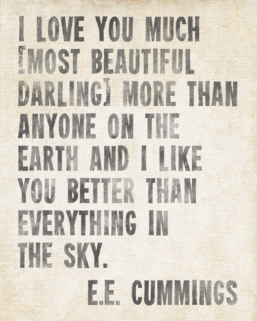 I Love You Much EE Cummings Quote (antique white), removable wall decal
