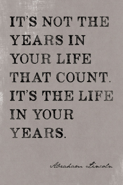 It's Not The Years In Your Life That Count (Abraham Lincoln Quote), motivational poster