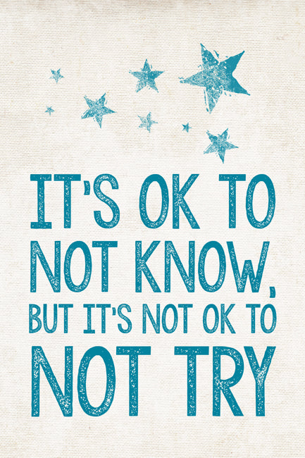 It's Ok To Not Know - But It's Not Ok To Not Try, motivational classroom poster