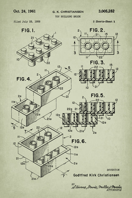 Lego Blocks Toy Patent Art Print