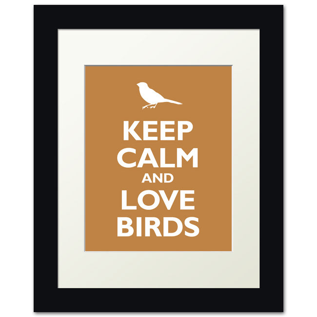 Keep Calm and Love Birds, framed print (copper)