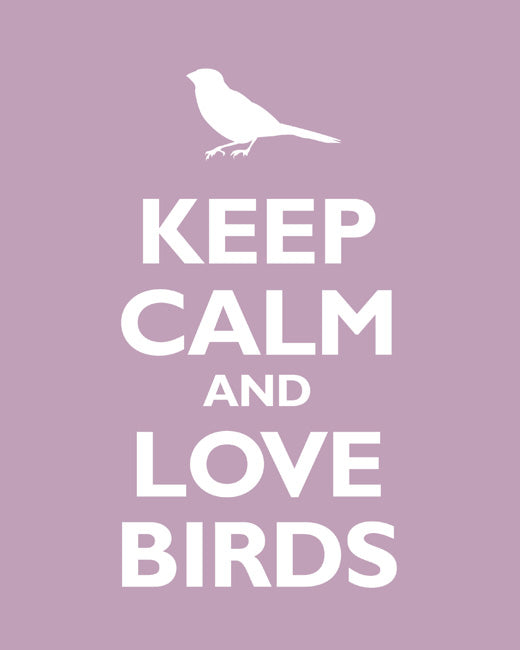 Keep Calm and Love Birds, premium art print (pale violet)
