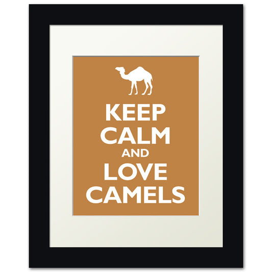 Keep Calm and Love Camels, framed print (copper)