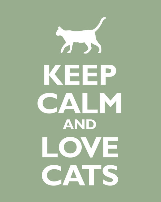 Keep Calm and Love Cats, premium art print (pale green)