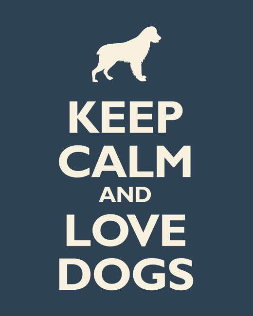 Keep Calm and Love Dogs, premium art print (navy)