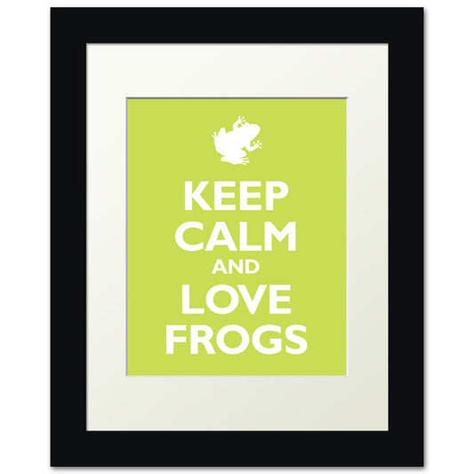 Keep Calm and Love Frogs, framed print (citrus)