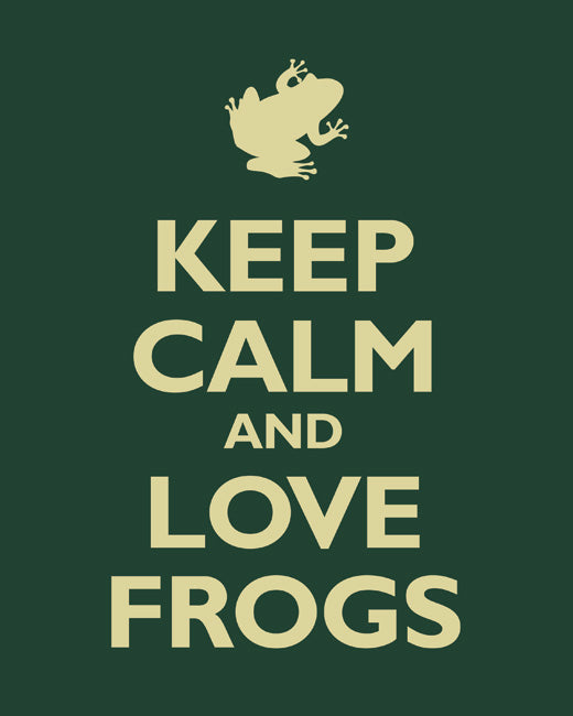 Keep Calm and Love Frogs, premium art print (forest green)