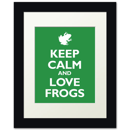 Keep Calm and Love Frogs, framed print (kelly green)