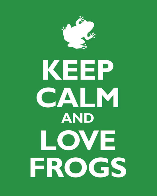 Keep Calm and Love Frogs, premium art print (kelly green)