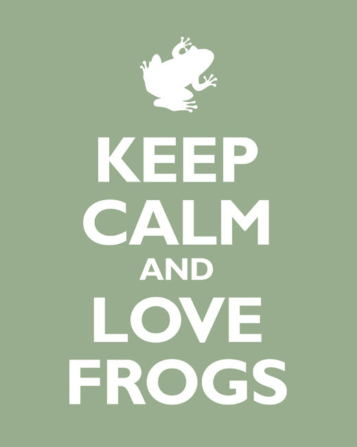 Keep Calm and Love Frogs, premium art print (pale green)