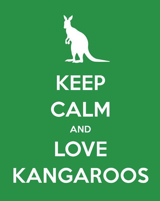 Keep Calm and Love Kangaroos, premium art print (kelly green)