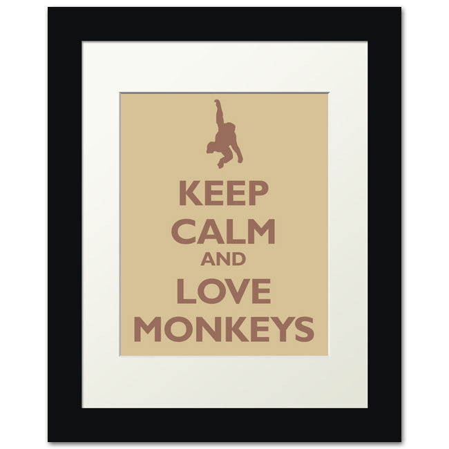 Keep Calm and Love Monkeys, framed print (banana cream)
