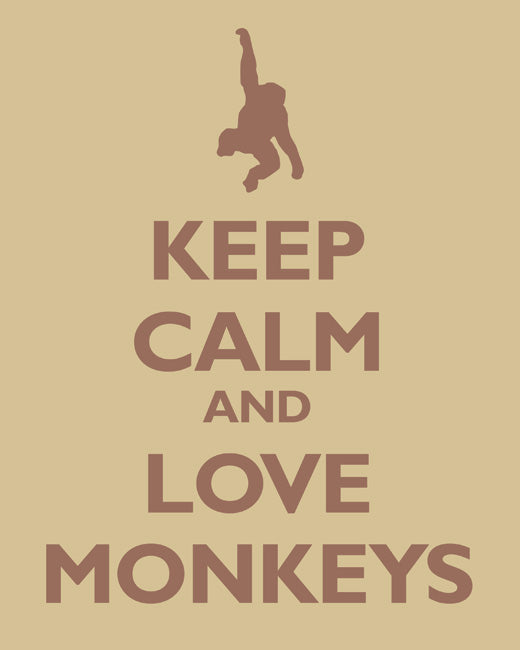 Keep Calm and Love Monkeys, premium art print (banana cream)
