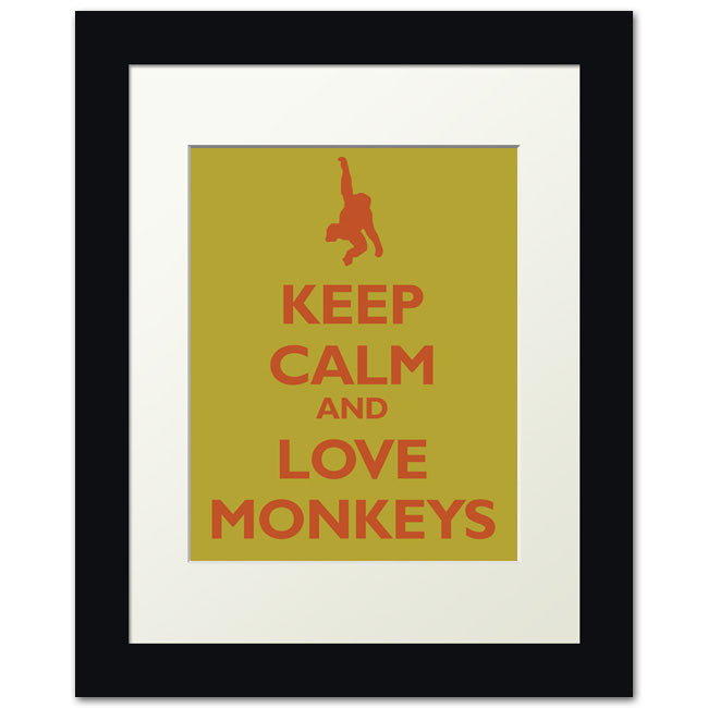 Keep Calm and Love Monkeys, framed print (lime)
