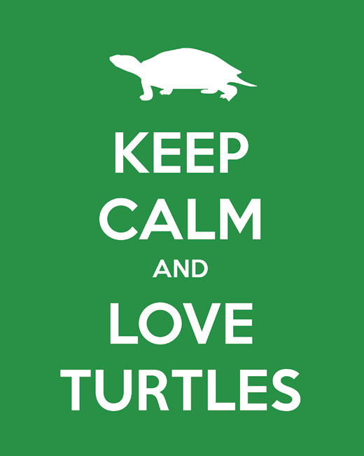 Keep Calm and Love Turtles, premium art print (kelly green)