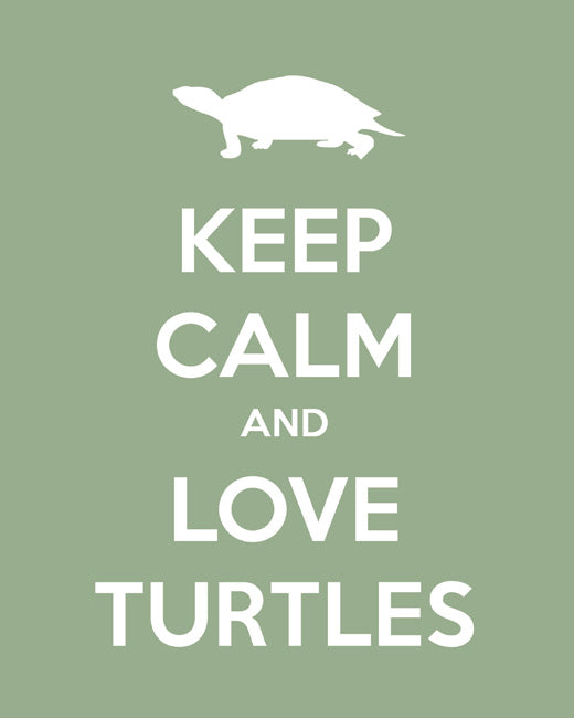 Keep Calm and Love Turtles, premium art print (pale green)