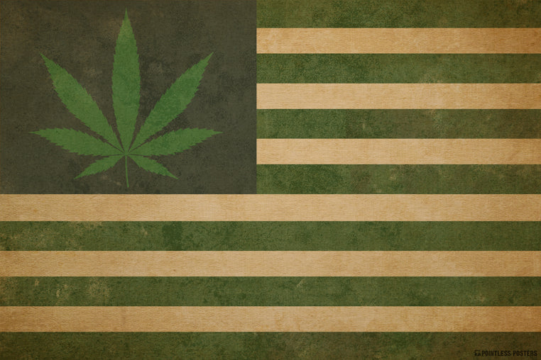 Marijuana Leaf USA Weed Flag