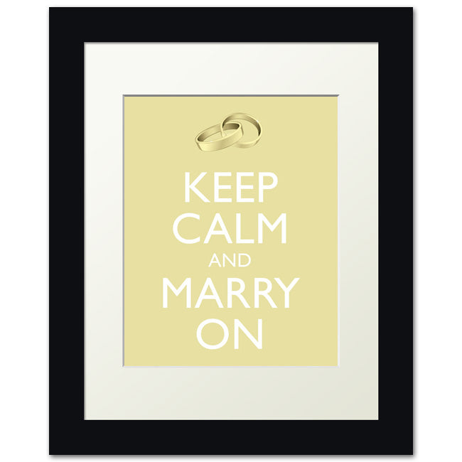 Keep Calm and Marry On, framed print (chardonnay)