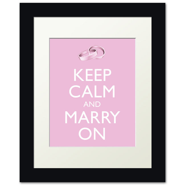 Keep Calm and Marry On, framed print (light pink)