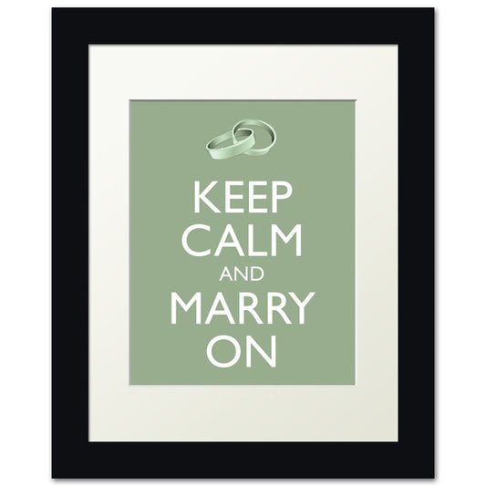 Keep Calm and Marry On, framed print (pale green)