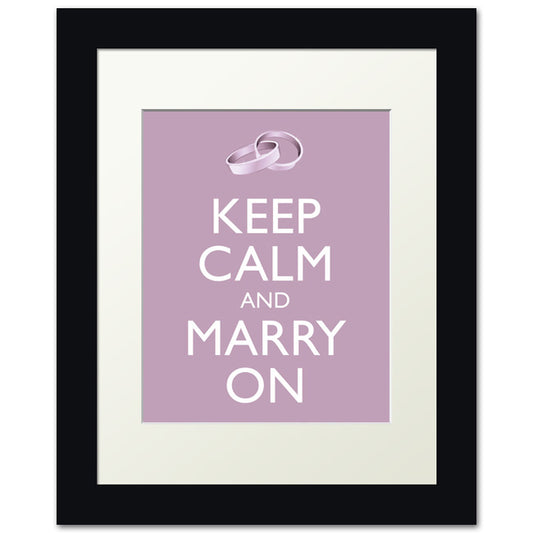Keep Calm and Marry On, framed print (pale violet)