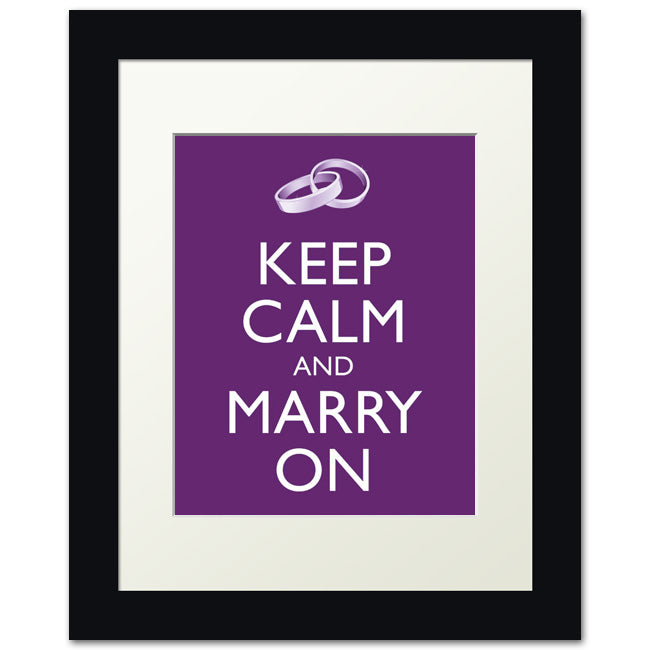 Keep Calm and Marry On, framed print (plum)