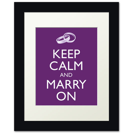 Keep Calm and Marry On, framed print (plum)