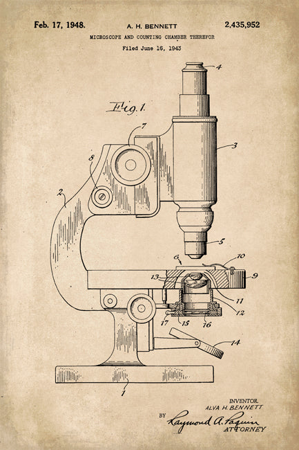 Microscope Scientific Patent Art Print
