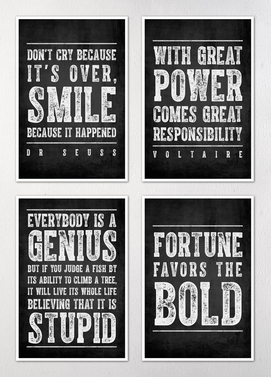 Motivational Posters - Set of Four 12"x18" Wall Art Prints
