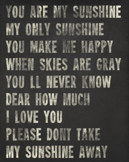 You Are My Sunshine (charcoal), removable wall decal