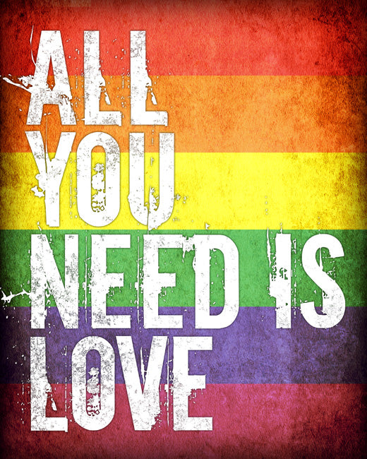 All You Need Is Love, premium art print (grunge rainbow pattern)