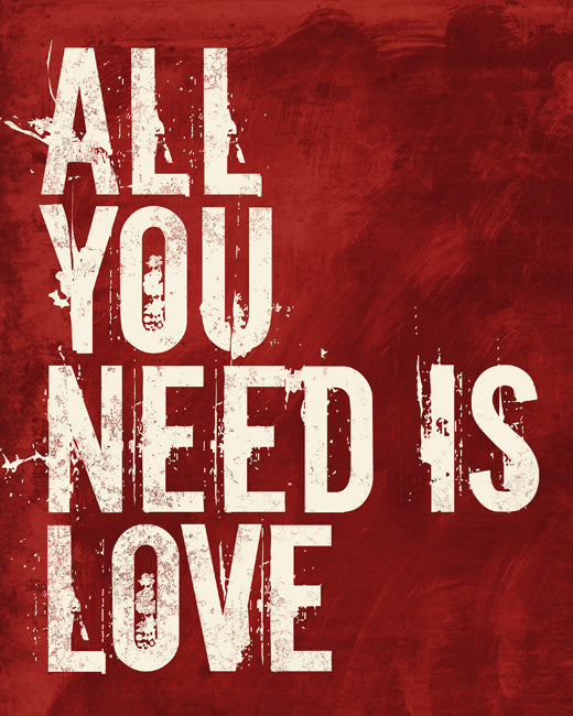 All You Need Is Love, premium art print (red brush strokes)