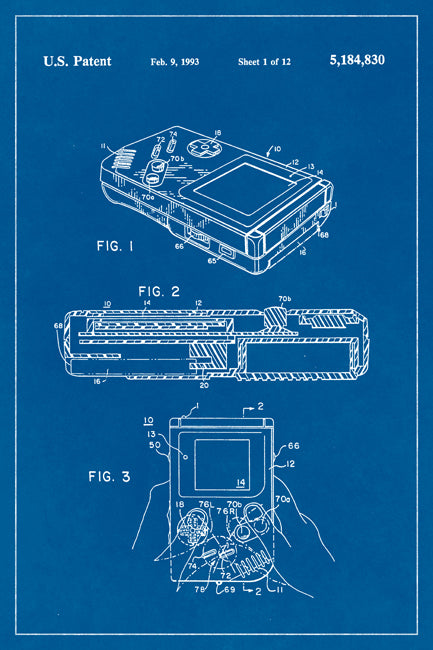 Nintendo Gameboy Patent Art Poster Print