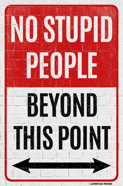 No Stupid People Beyond This Point Poster