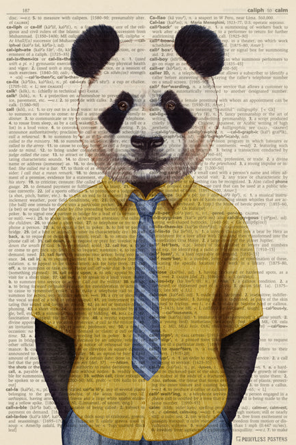 Panda In A Shirt And Tie Anthropomorphic Animal (dictionary background) Poster
