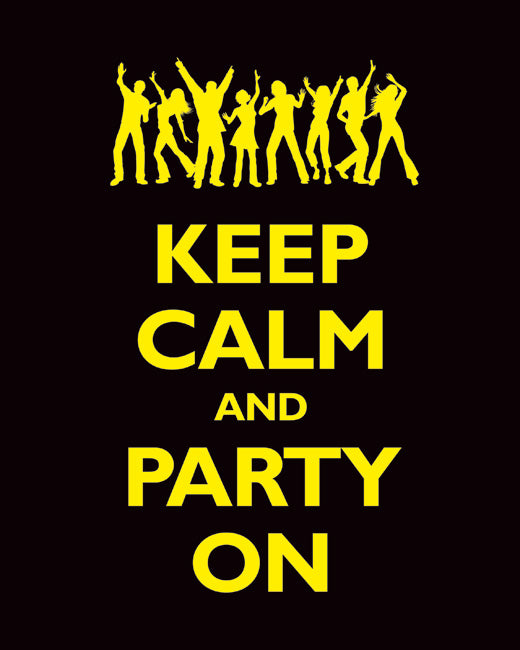 Keep Calm and Party On, premium art print (black and yellow)
