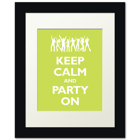 Keep Calm and Party On, framed print (citrus)