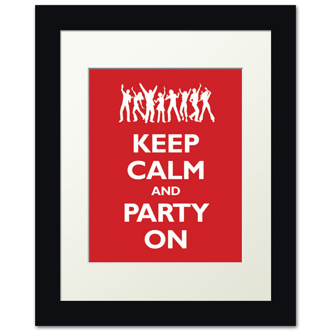 Keep Calm and Party On, framed print (classic red)