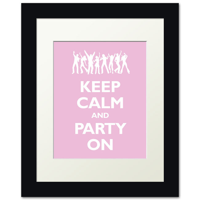 Keep Calm and Party On, framed print (light pink)