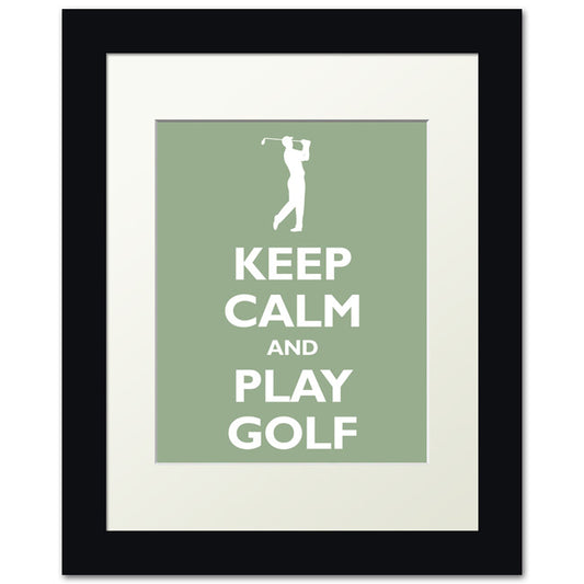 Keep Calm and Play Golf, framed print (pale green)