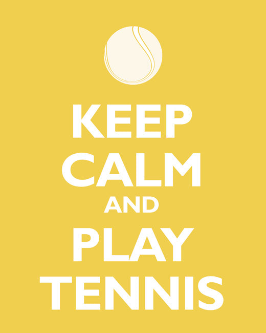 Keep Calm and Play Tennis, premium art print (mustard)