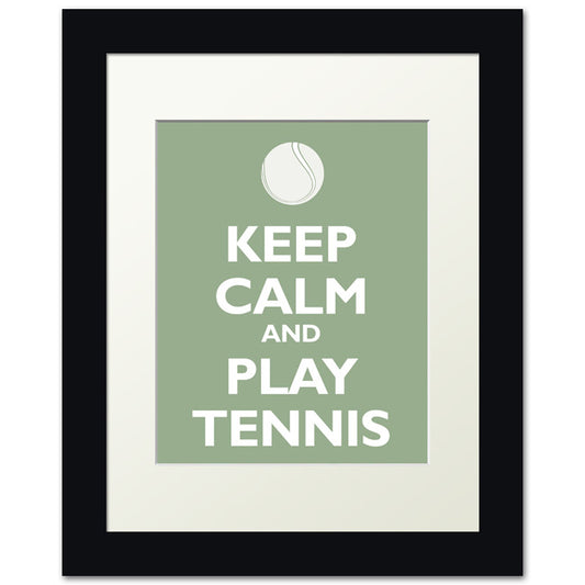 Keep Calm and Play Tennis, framed print (pale green)