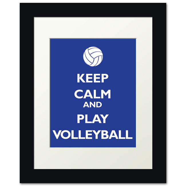 Keep Calm and Play Volleyball, framed print (reflex blue)