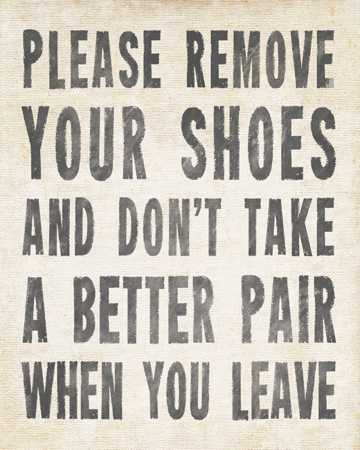 Please Remove Your Shoes (antique white), removable wall decal