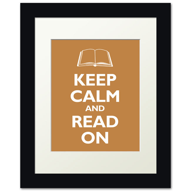 Keep Calm and Read On, framed print (copper)